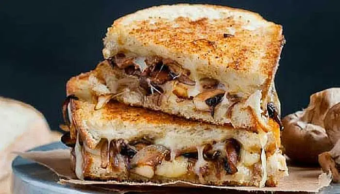Swiss and mushroom grilled cheese