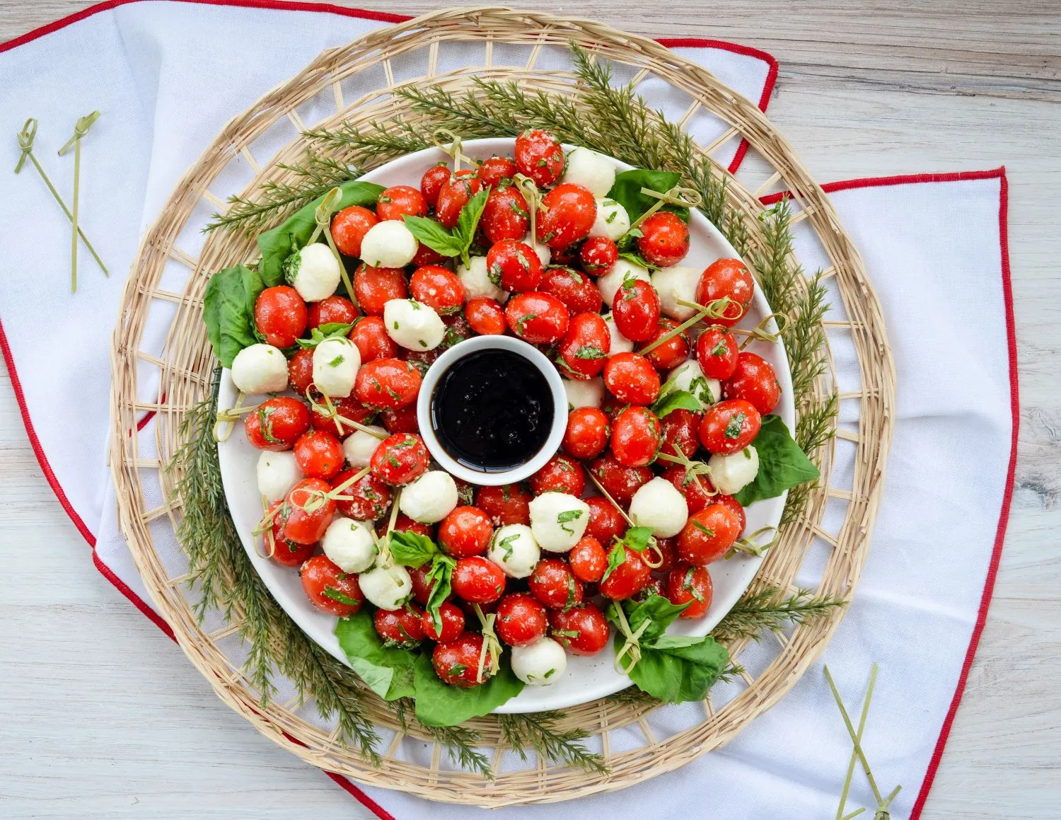 Caprese salad wreath appetizer