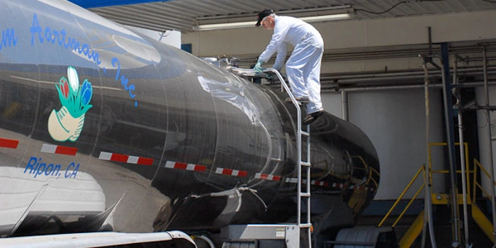 Milk loaded into a milk truck