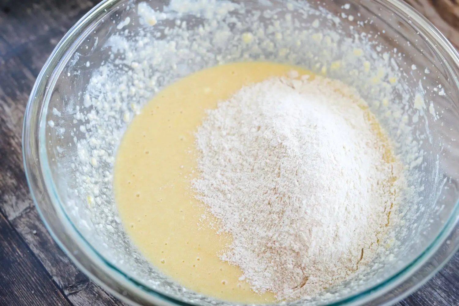 A batter for cookies prepared in a bowl.