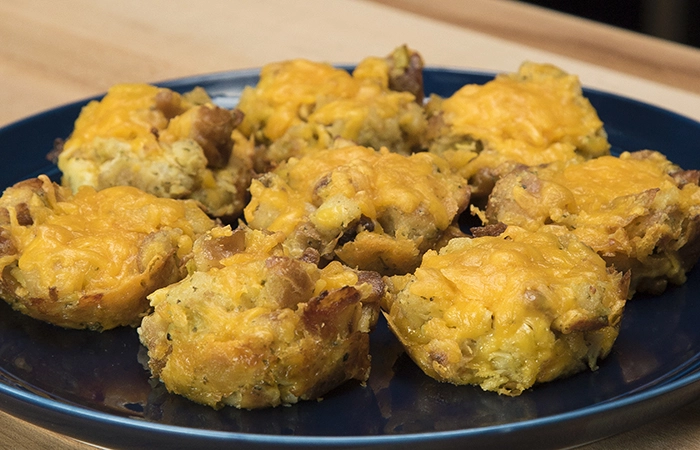Stuffing muffins made with Thanksgiving leftovers